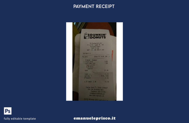 modello di ricevuta per ciambelle Dunkin stile verificato